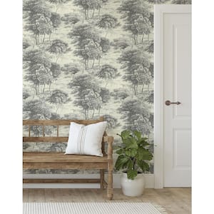 Yorkshire Dales Charcoal Scenic Toile Vinyl Peel and Stick Wallpaper Roll (Covers 30.75 sq. ft.)