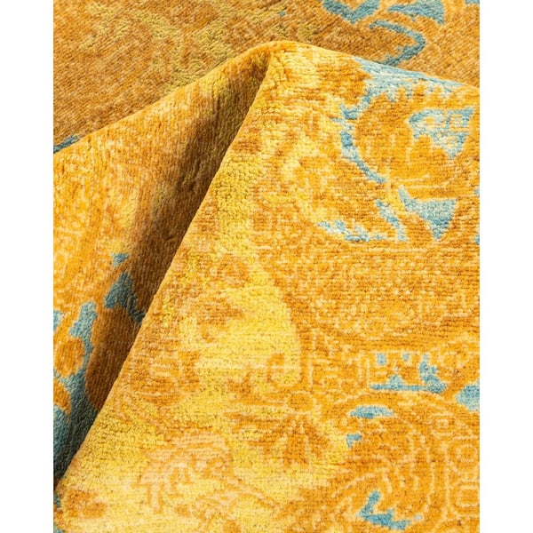 Mogul 4 ft. x 6 ft. Green Oriental Wool Indoor Area Rug