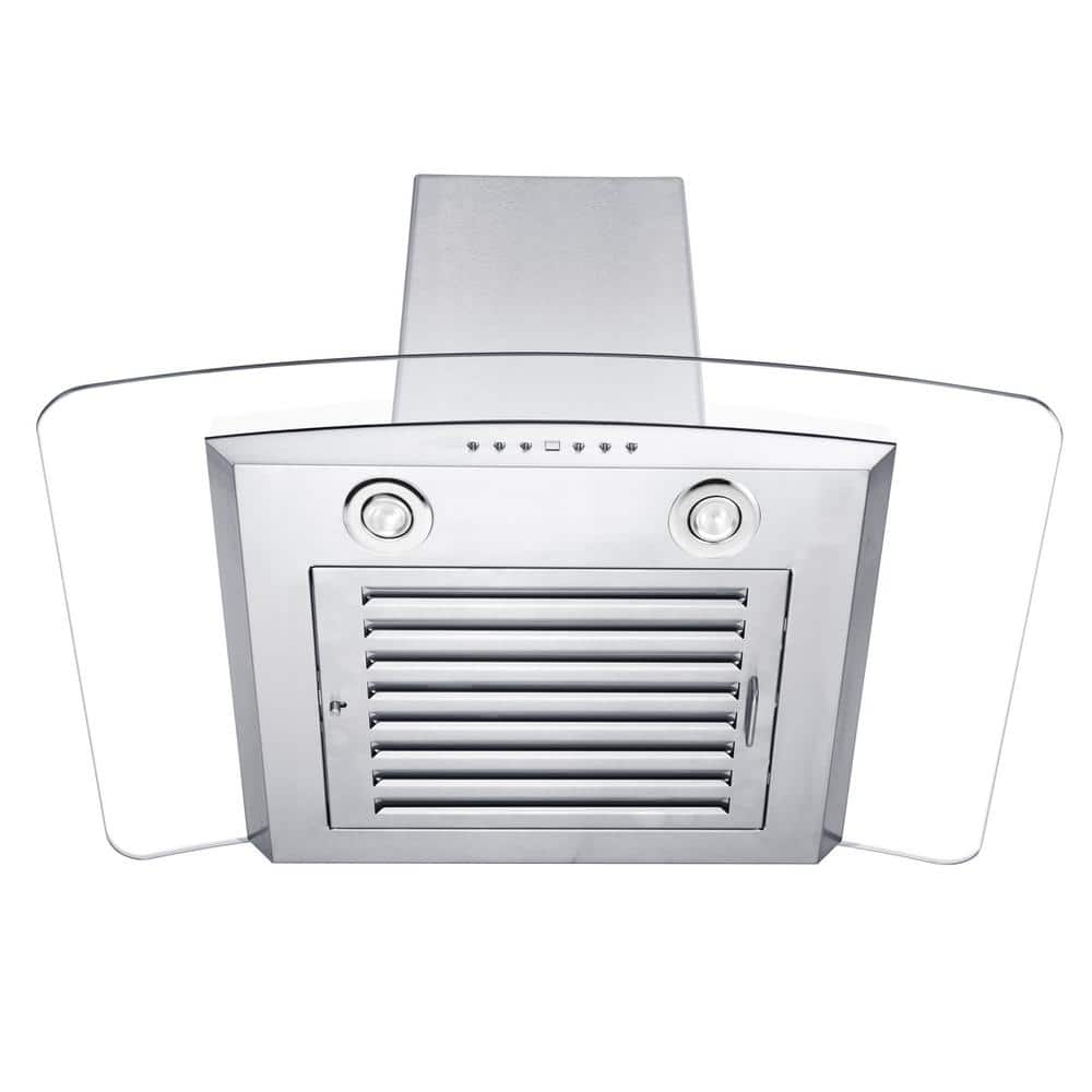 30" Stainless Steel Convertible Wall Mount Range Hood with Glass Canopy