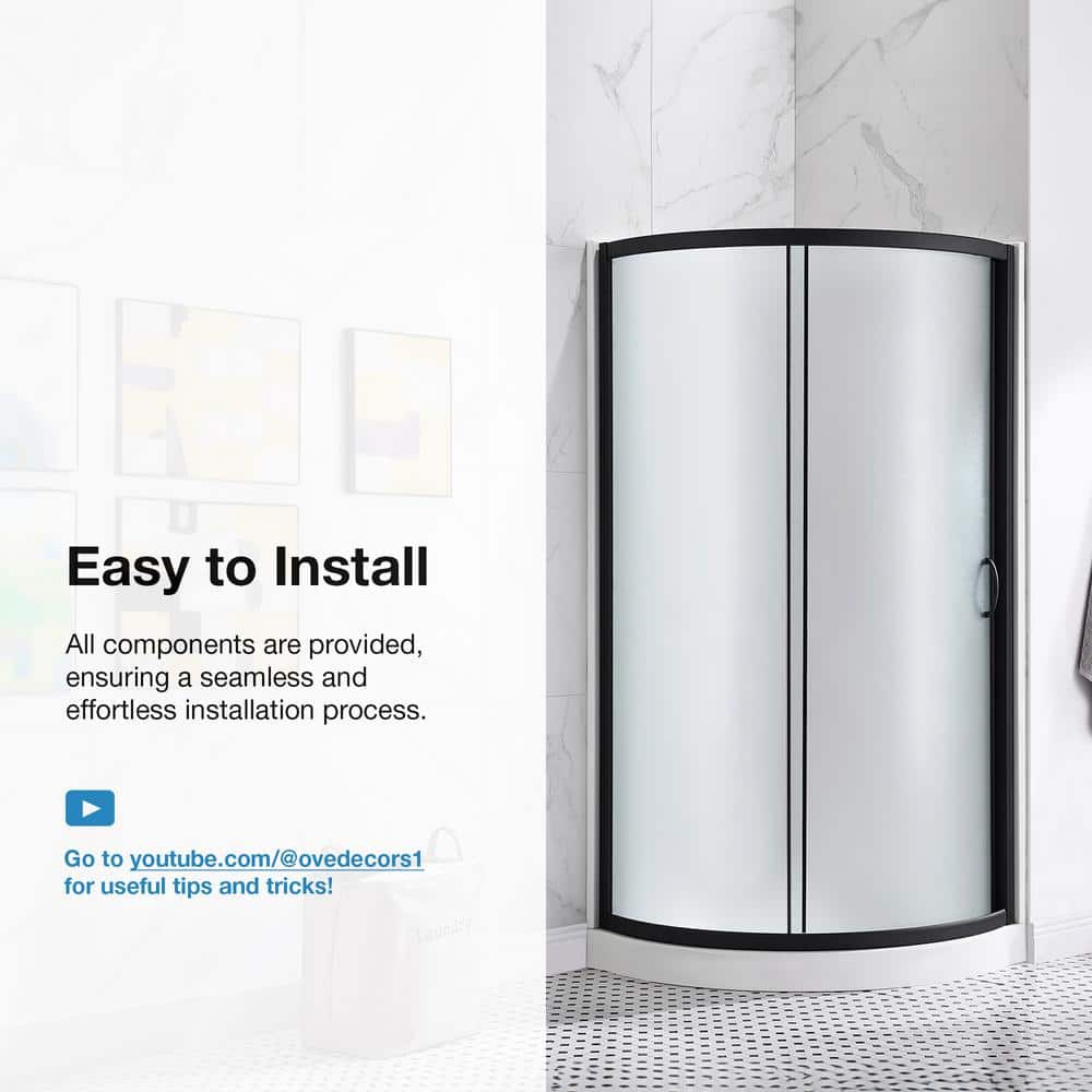 Breeze 32'' Black Corner Shower Kit with Frosted Glass