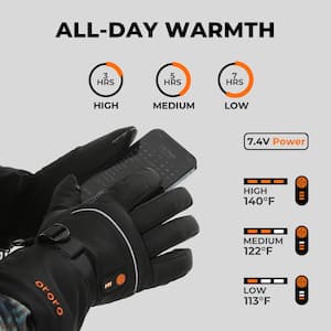 Unisex Small Black Rechargeable Heated Gloves for Skiing, Hiking and Arthritic Hands