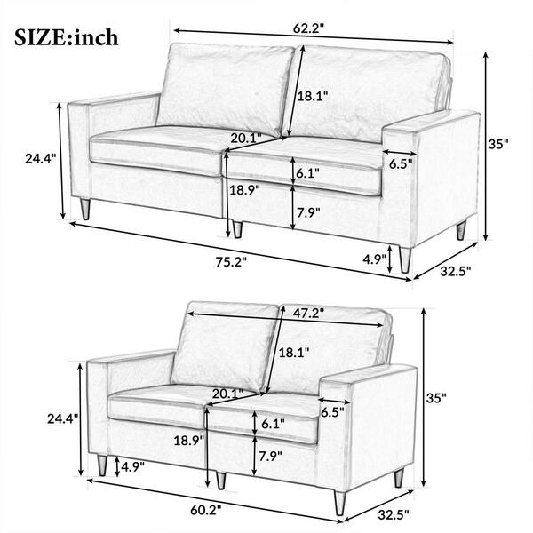 Standard Size Of Sofa And Loveseat