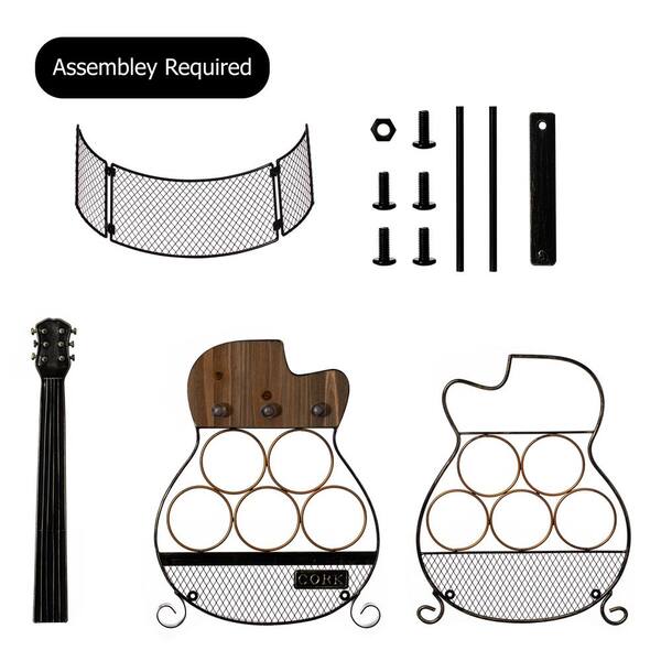 Vintiquewise Guitar Shape 5-Bottle Wine Rack - Vintage