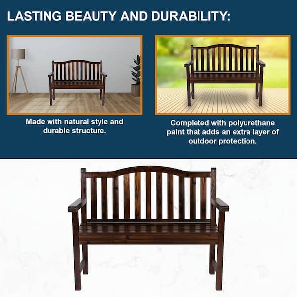 Belfort II 45 in. Burnt Brown Wood Outdoor Bench
