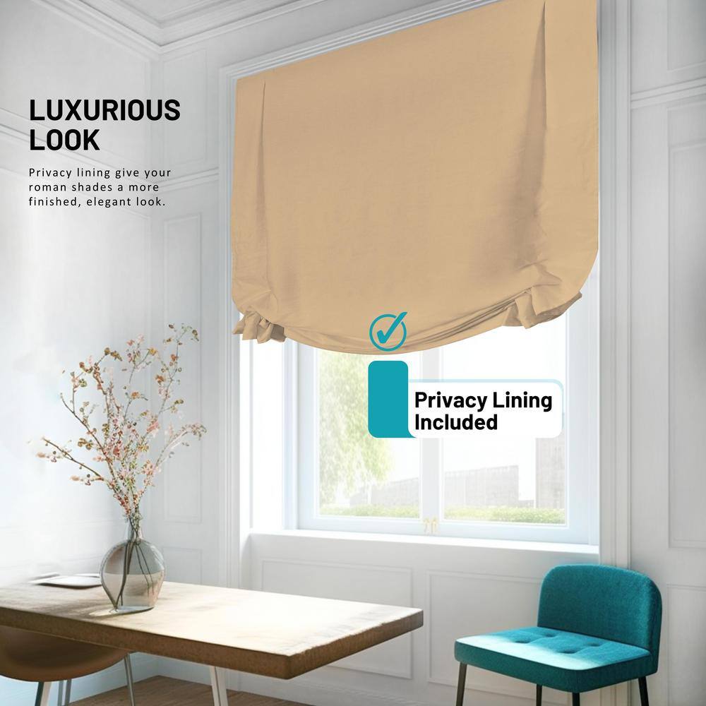 Khaki Cordless Fabric Roman Shades 35"W x 64"H