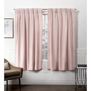 Velvet Blush Polyester Solid 27 in. W x 63 in. L Light Filtering Curtain Hidden Tab/Rod Pocket (Double Panel)