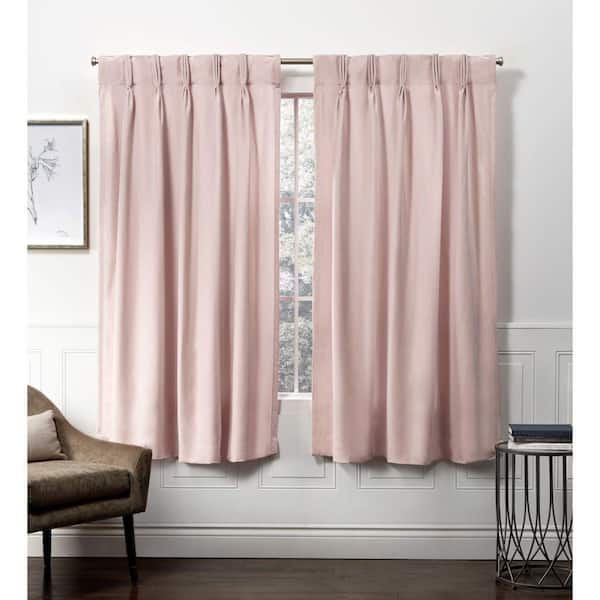 EXCLUSIVE HOME Velvet Blush Polyester Solid 27 in. W x 63 in. L Light Filtering Curtain Hidden Tab/Rod Pocket (Double Panel)