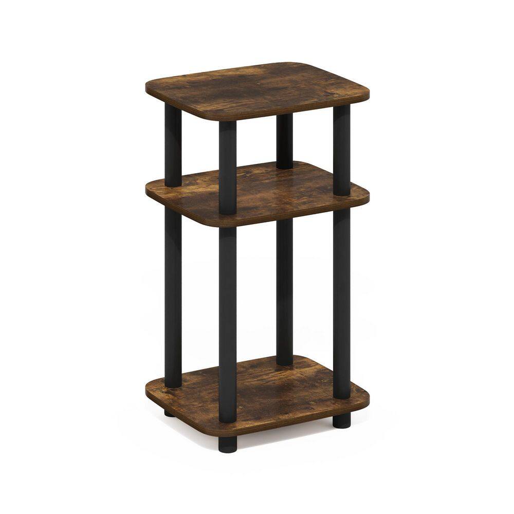 Just 13.15 in. Amber Pine/Black Rounded Rectangle Wood End Table - thumbnail 6