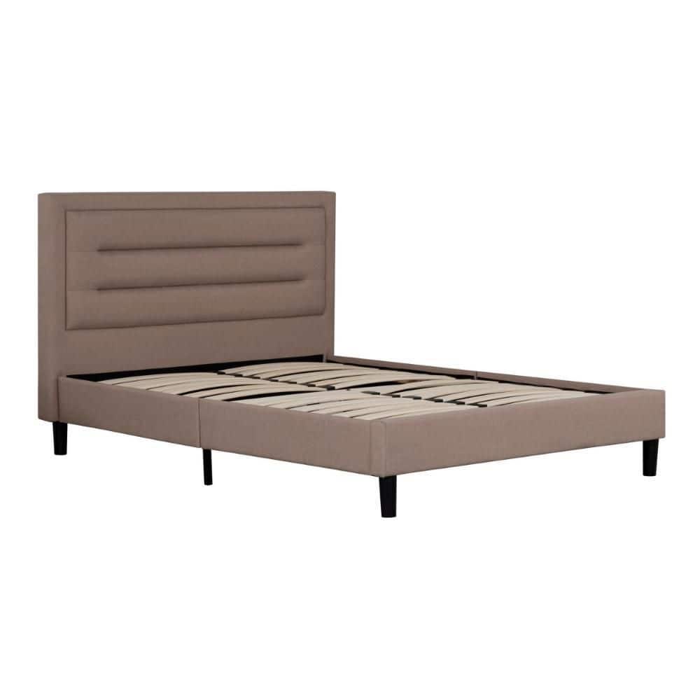 Liam Brown Wood Frame Queen Size Panel Bed with Headboard
