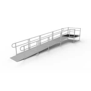 PATHWAY 20 ft. Straight Aluminum Wheelchair Ramp Kit with Solid Surface Tread, 2-Line Handrails and 5 ft. Top Platform