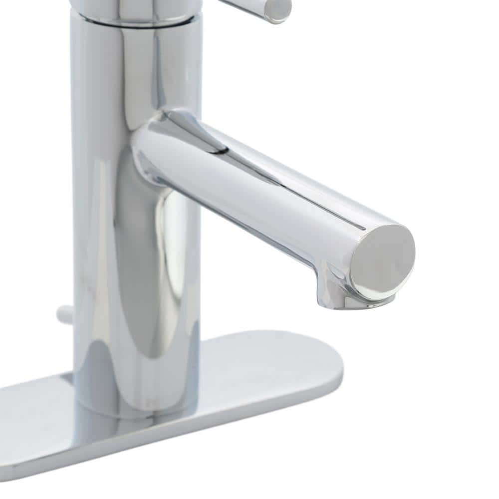Align Modern Black Chrome Single Hole Bathroom Faucet with Drain Assembly