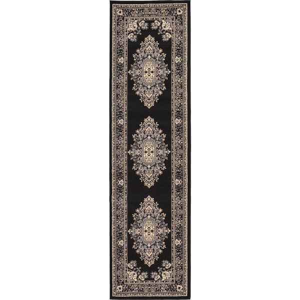 Unique Loom Reza Washington Black 2' 7 x 10' 0 Runner Rug