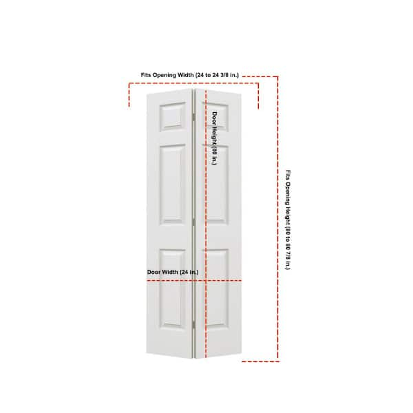 JELD-WEN - 24 in. x 80 in. 6 Panel Colonist Primed Textured Molded Composite Hollow Core Closet Bi-Fold Door