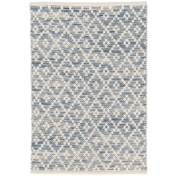 Melange Diamond Handwoven Cotton Blue 4 ft. x 6 ft. Indoor Area Rug