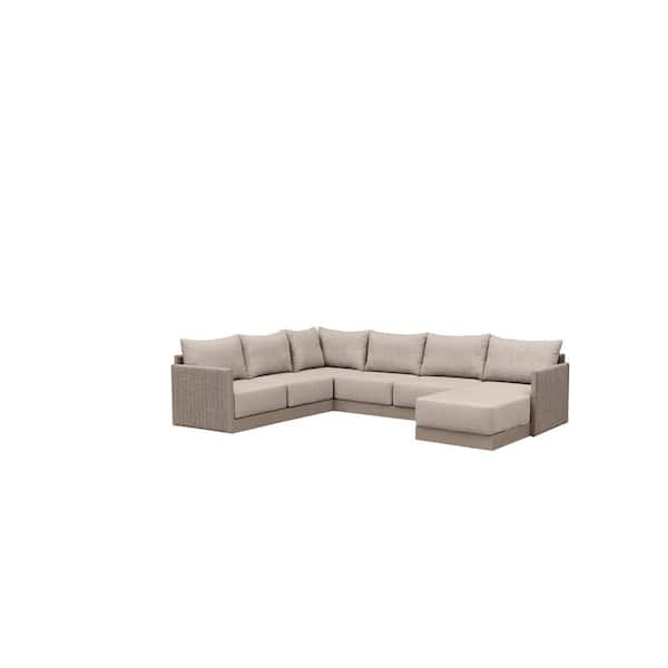7 Pieces Patio Conversation Sets with Ottoman All Weather Outdoor Couch Sectional Set with Cushion Beige