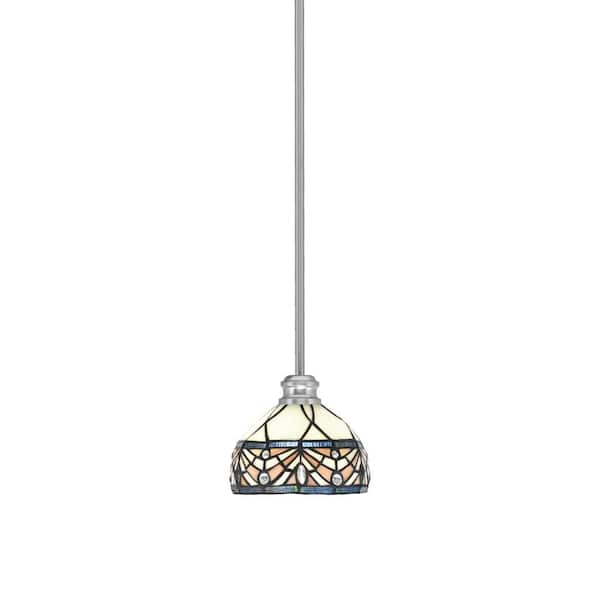 Unbranded Albany 60-Watt 1-Light Brushed Nickel Pendant Mini Pendant Light Royal Merlot Art Glass and Light Bulb Not Included
