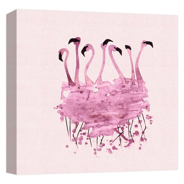 PTM Images 'Dancing Flamingos II'' Canvas Abstract Wall Art 15 in. x 15 in.