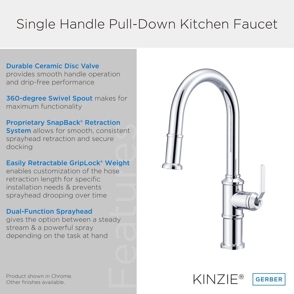 Satin Black Brass Single Handle Pull-Down Kitchen Faucet