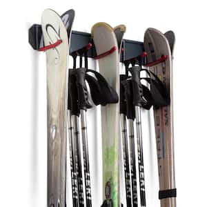 Wall Mounted Ski Rack Storage Organizer for Skis and Poles Heavy-Duty Metal Frame