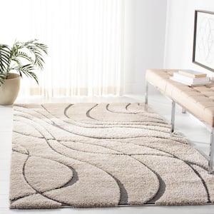 Florida Shag Cream/Gray 4 ft. x 6 ft. Solid Area Rug