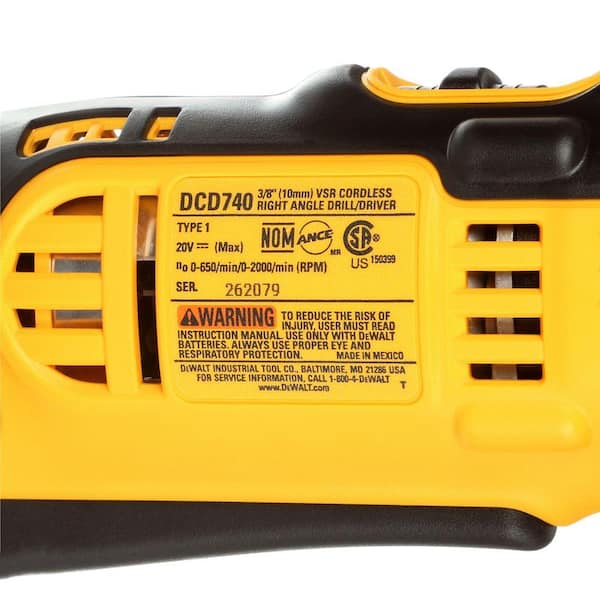 DEWALT 20V MAX* Right Angle Drill, Cordless, Tool Only (DCD740B) - Drill  Bit Sets 