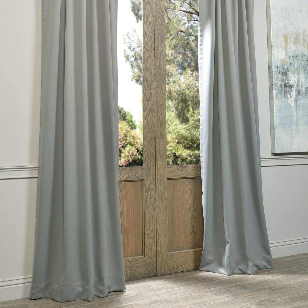 Neutral Grey Polyester Blackout Puddle Length Drapes