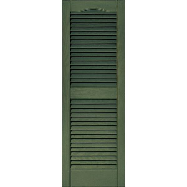 Builders Edge 15 in. x 43 in. Louvered Vinyl Exterior Shutters Pair in #283 Moss