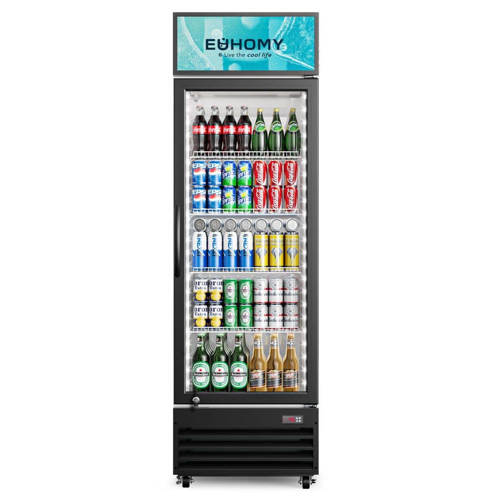 9 cu. ft. Commercial Beverage Refrigerator Merchandiser Drink Fridge with LED Light Adjustable Shelves in Black