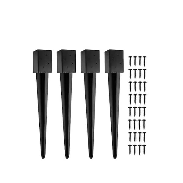 Wellco 24 in. Heavy Duty Terminal Metal Fence Post Stabilizer Ground Spike for Fence Mailbox Sign Post, 4 Pack