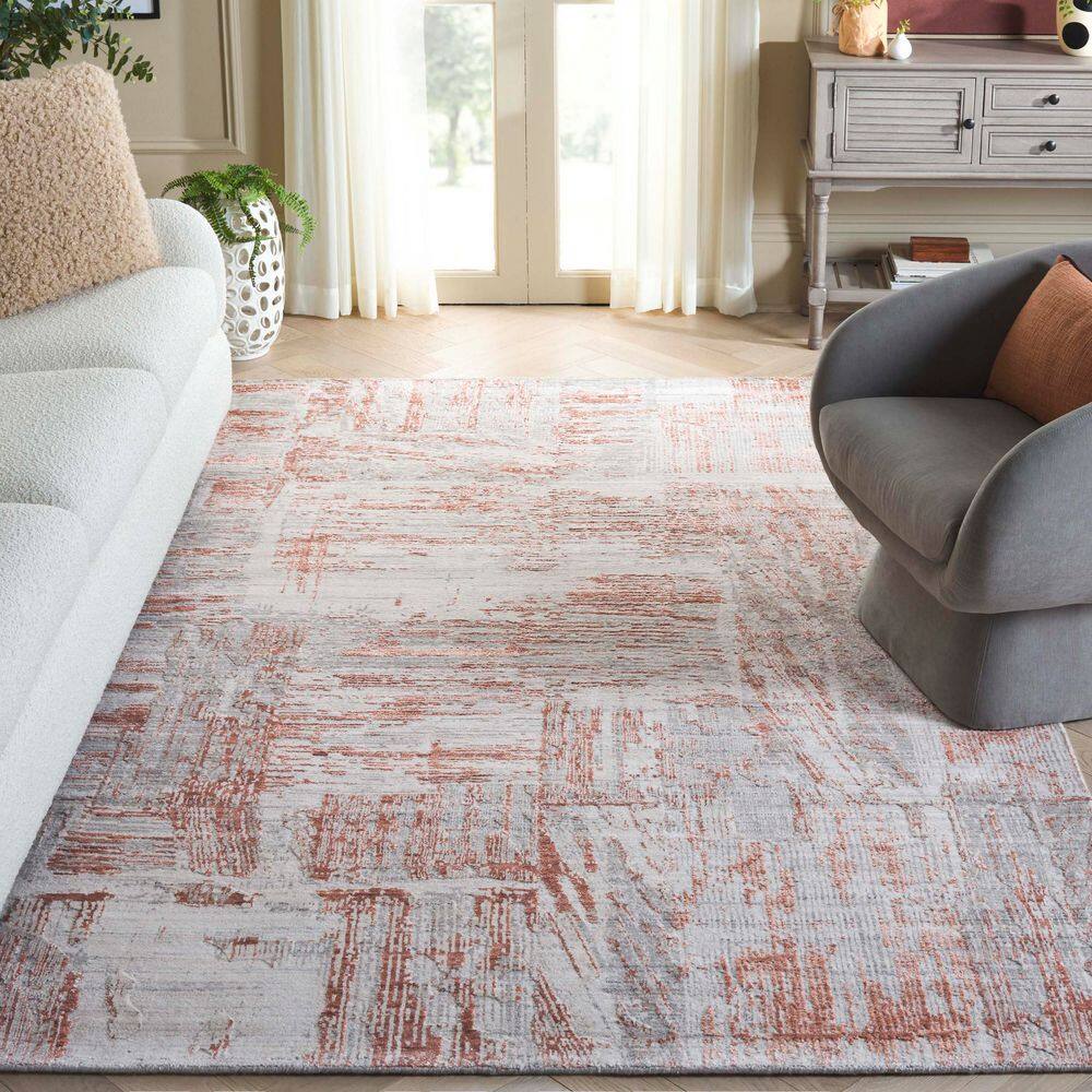 SAFAVIEH Bedford 6 ft. x 9 ft. Gray/Rust Abstract Area Rug BFD101F-6 ...