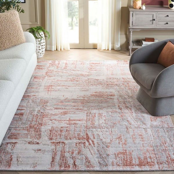 Bedford 9 ft. x 12 ft. Gray/Rust Abstract Area Rug