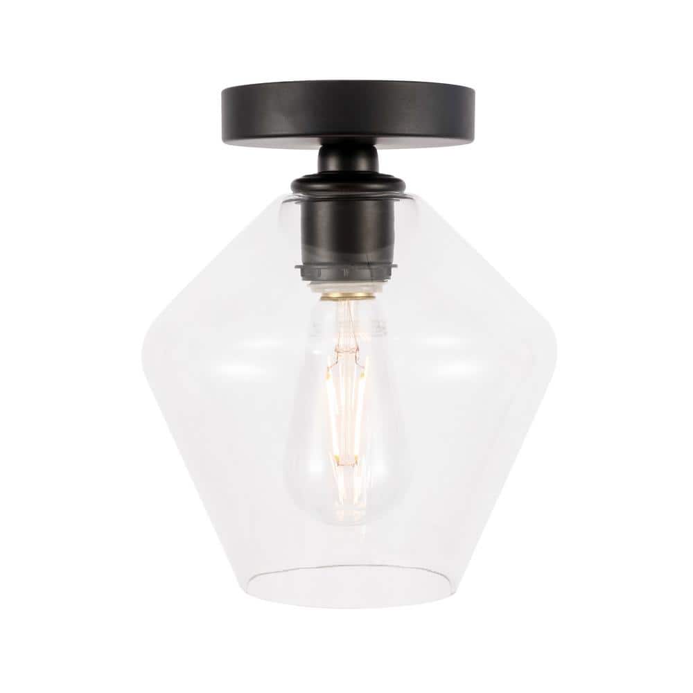 Timless Home 7.9 in. 1-Light Industrial/Mid-Century Modern Black And Clear 