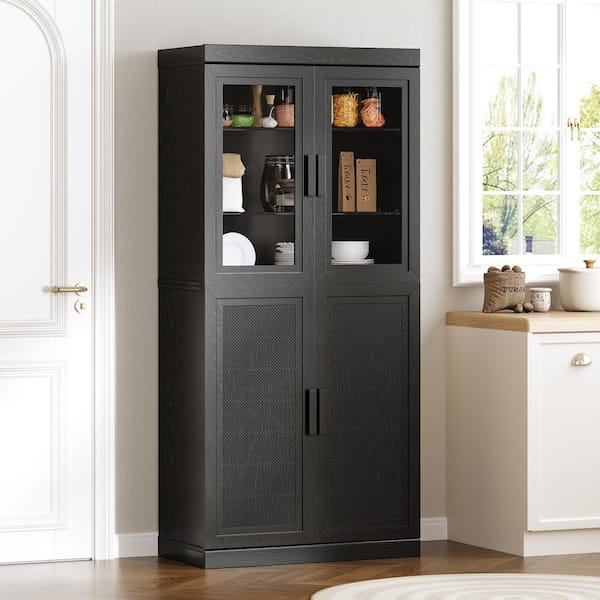 Black Wood 31 in. W x 67 in. H Classic Kitchen Pantry Cabinet with Doors and Adjustable Shelves