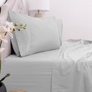 1800 Series 4-Piece Silver Solid Color Microfiber Full Sheet Set