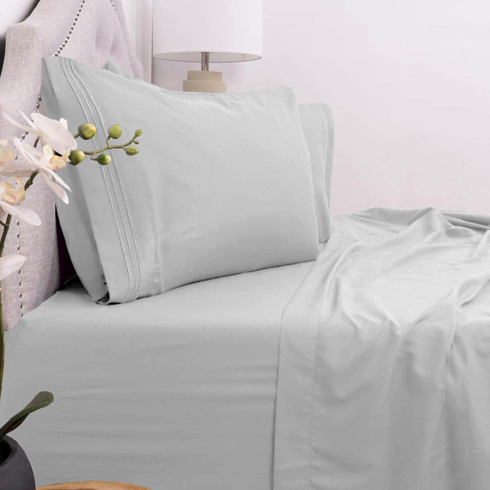 Silver Split King Ultra Soft Microfiber 5-Piece Sheet Set