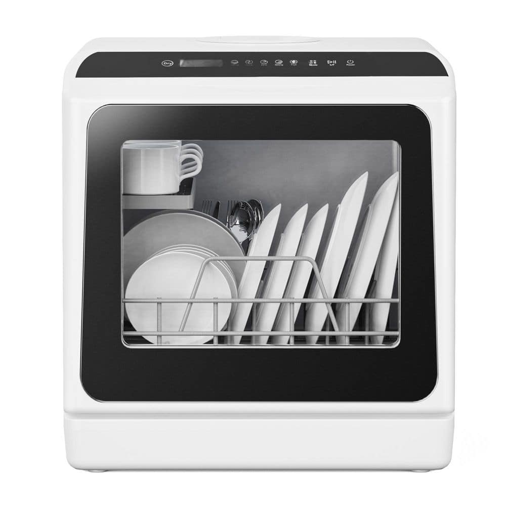 SIMZLIFE 17 in. Portable Countertop Dishwasher in White with 6-Cycles, 4-Place Settings Capacity, and 40 dBA