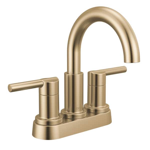 Nicoli Gold 4 in. Centerset Double Handle Bathroom Faucet in Champagne Bronze