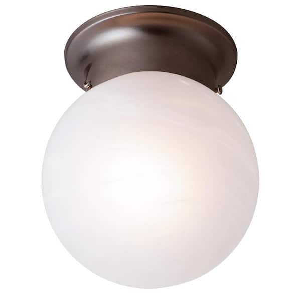 Bel Air Lighting Dash 6 in. 1-Light Oil Rubbed Bronze Flush Mount Ceiling Light Fixture with Marbleized Glass