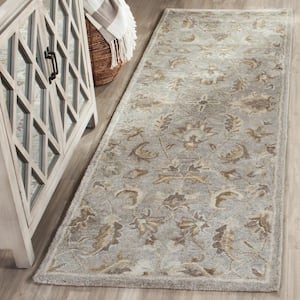 Bella Light Gray/Multi 2 ft. x 7 ft. Border Runner Rug