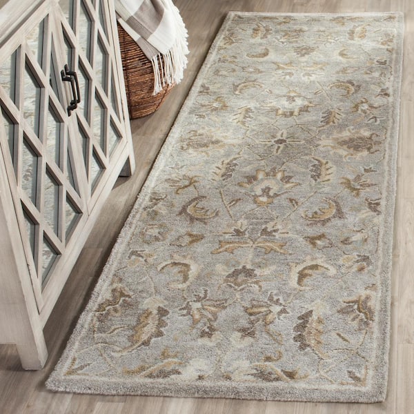 Bella Light Gray/Multi 2 ft. x 7 ft. Border Runner Rug