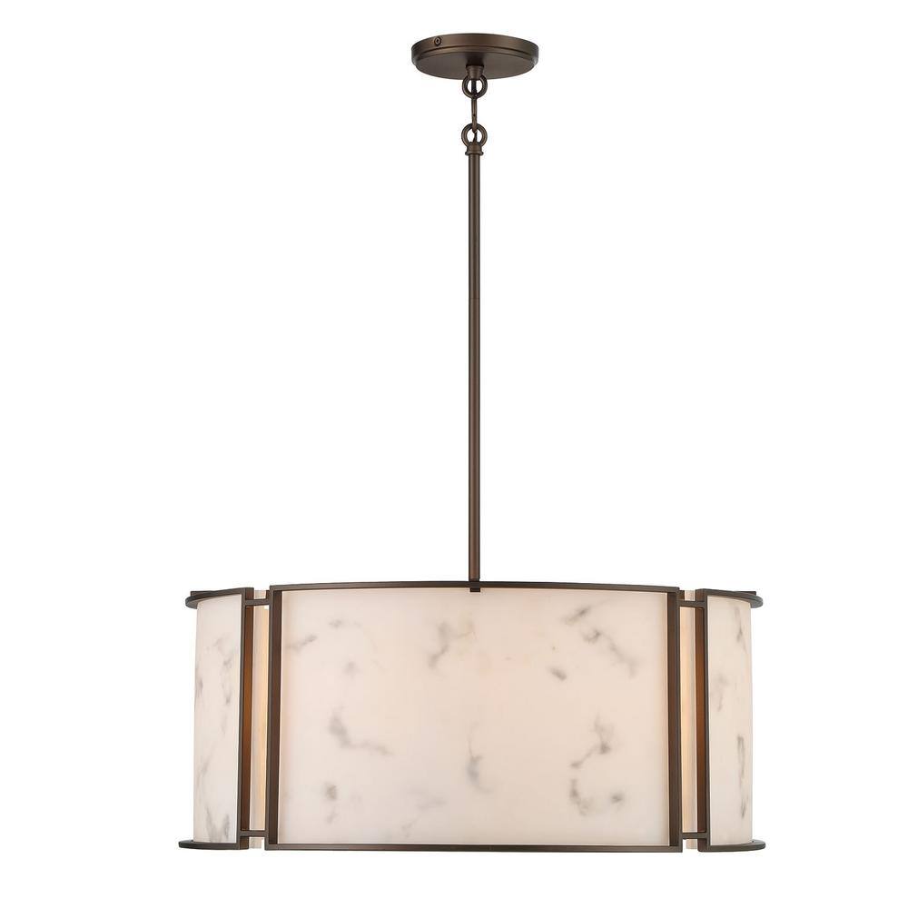 Hellenic Bronze Poly Alabaster 6-Light Indoor/Outdoor Drum Pendant
