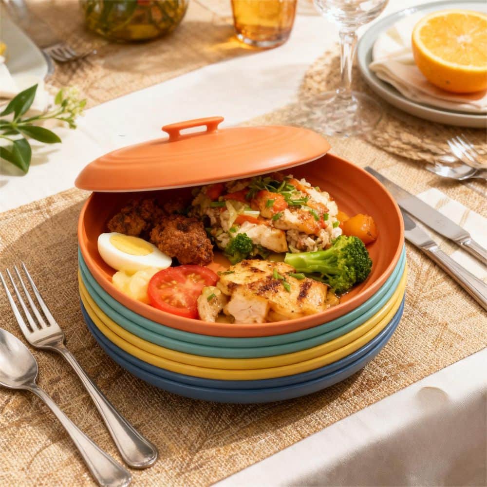 Numhew BPA-Free Wheat Straw Plastic Plates (Set of 8), Dishwasher