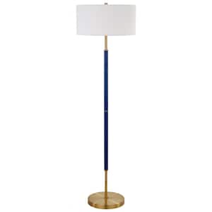 Simone 61-1/2 in. Blue and Brass 2-Bulb Floor Lamp