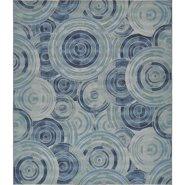 Unique Loom Outdoor Rippling Light Blue 10' 0 x 12' 0 Area Rug