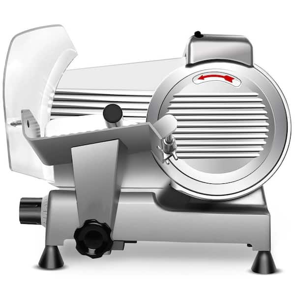 210-Watt Stainless Steel Meat Slicer Machine, Frozen Meat and Cheese Slicer 8.5 in. Chromium-Plated Steel Blade
