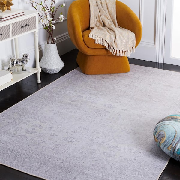 Tucson Beige 9 ft. x 12 ft. Machine Washable Border Floral Area Rug