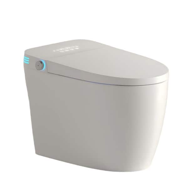 Elongated Smart Bidet Toilet 1.28 GPF in Matte White with Built-In Tank, Auto Flush, Auto Open/Close, Heated Seat