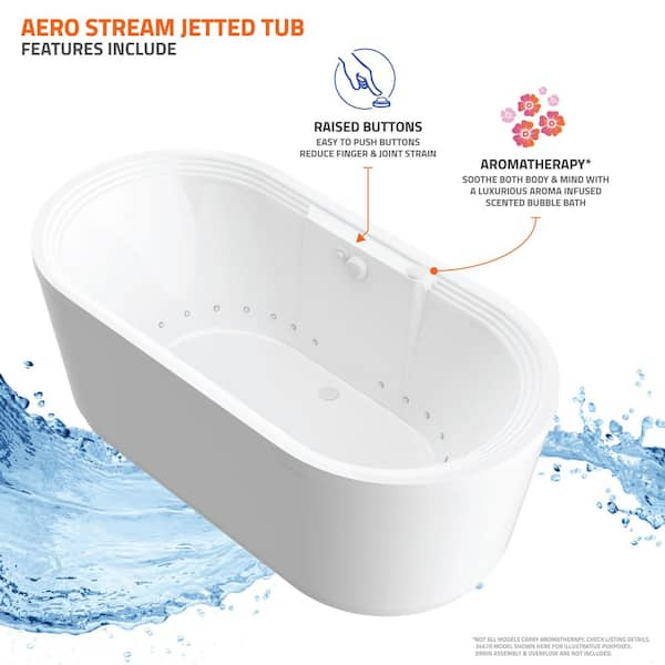 Universal Tubs Pearl 5.6 ft. Acrylic Center Drain Flatbottom Whirlpool and Air Bath Tub in White HD3467RD