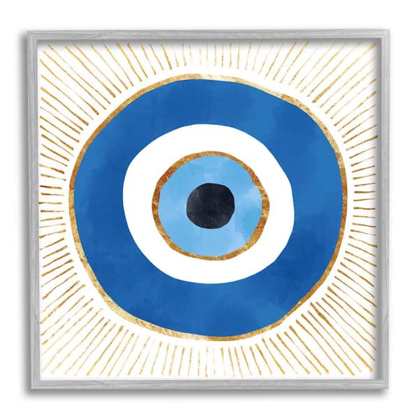 The Stupell Home Decor Collection Evil Eye Symbol Striped Rays Design by Ziwei Li Framed Culture Art Print 12 in. x 12 in.