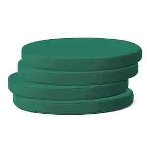 FadingFree (Set of 4) 18 in. Round Outdoor Patio Circle Dining Chair Seat Cushions in Green